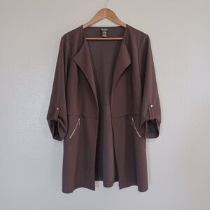 SOHO Brown Women's Jacket Blazer Cardigan with Zipper Details Size Medium